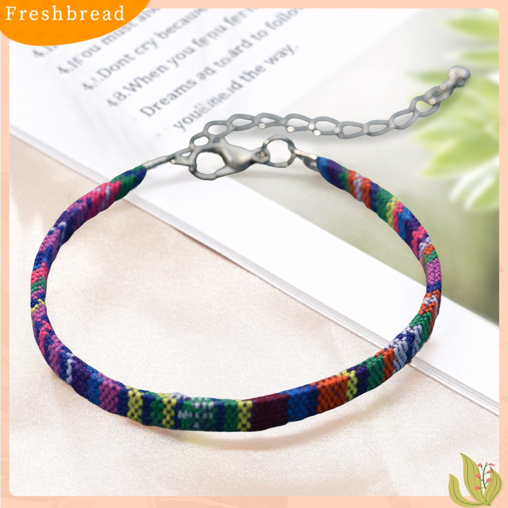 &lt; Freshbread &gt; Braided Gelang Bohemian Etnik Anyaman Adjustable Geometris Hias Hadiah Wanita Warna-Warni Tali Bangle Pergelangan Tangan Aksesoris Untuk Pakaian Sehari-Hari