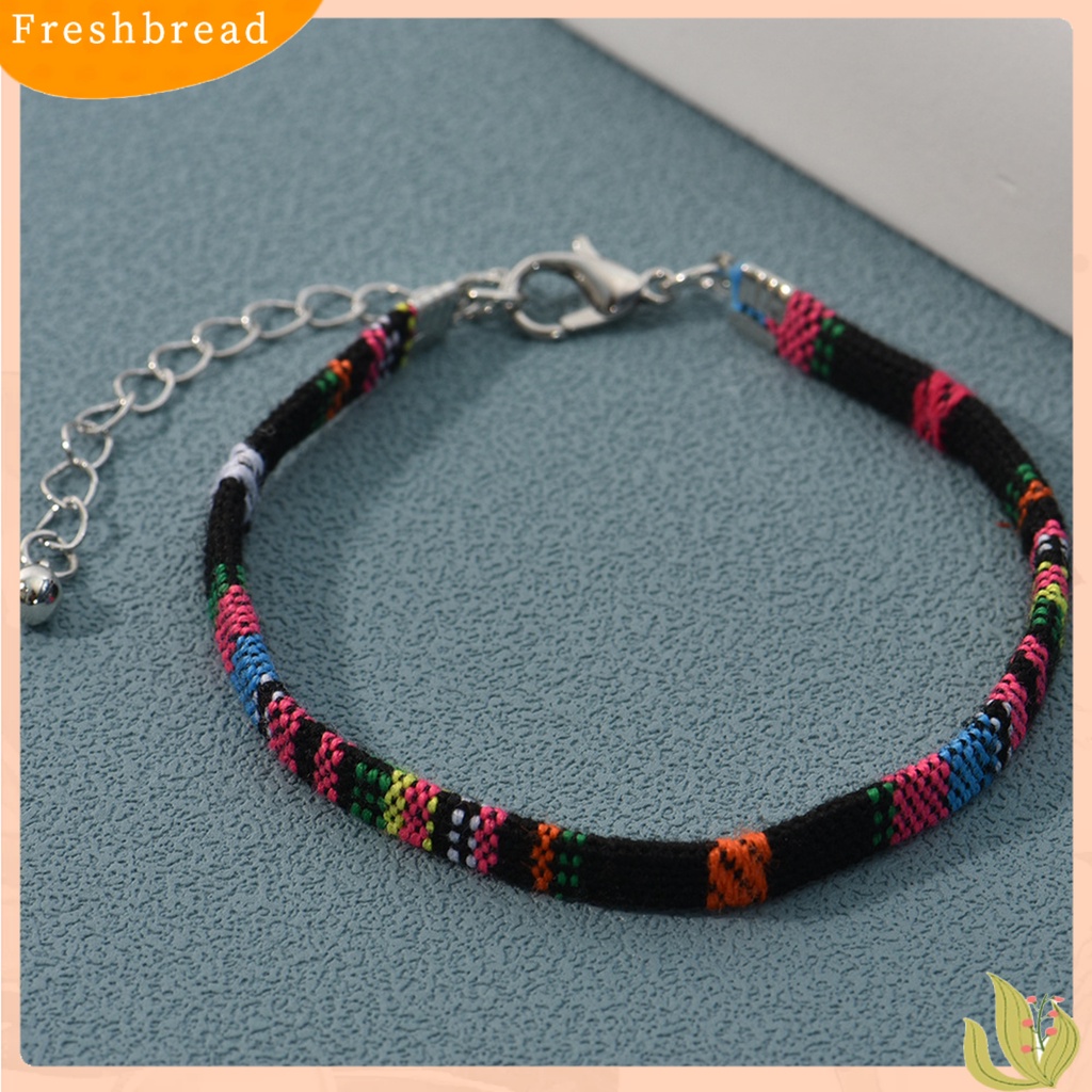 &lt; Freshbread &gt; Braided Gelang Bohemian Etnik Anyaman Adjustable Geometris Hias Hadiah Wanita Warna-Warni Tali Bangle Pergelangan Tangan Aksesoris Untuk Pakaian Sehari-Hari