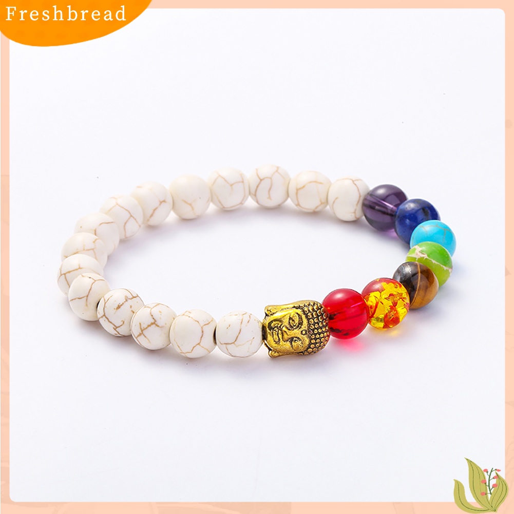 &lt; Freshbread &gt; 7 Chakra Buddha Kepala Manik-Manik Multicilor Batu Gelang Bangles Yoga Perhiasan Hadiah