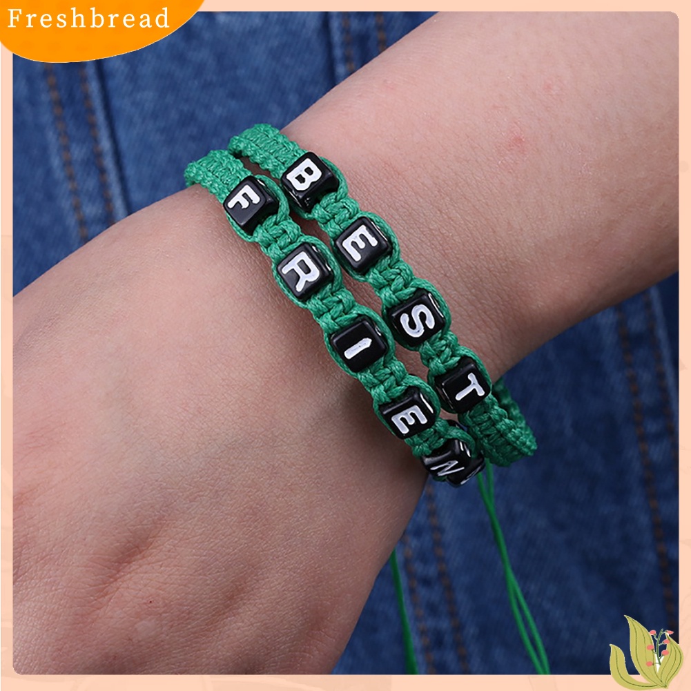 &lt; Freshbread &gt; 2Pcs/Set Unisex BEST FRIEND Letter Charm Handmade Anyaman Gelang Persahabatan