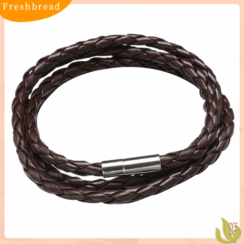 &lt; Freshbread &gt; Vintage Wanita Pria Multilayer Braided Leather Cuff Bangle Wristband Gelang Hadiah