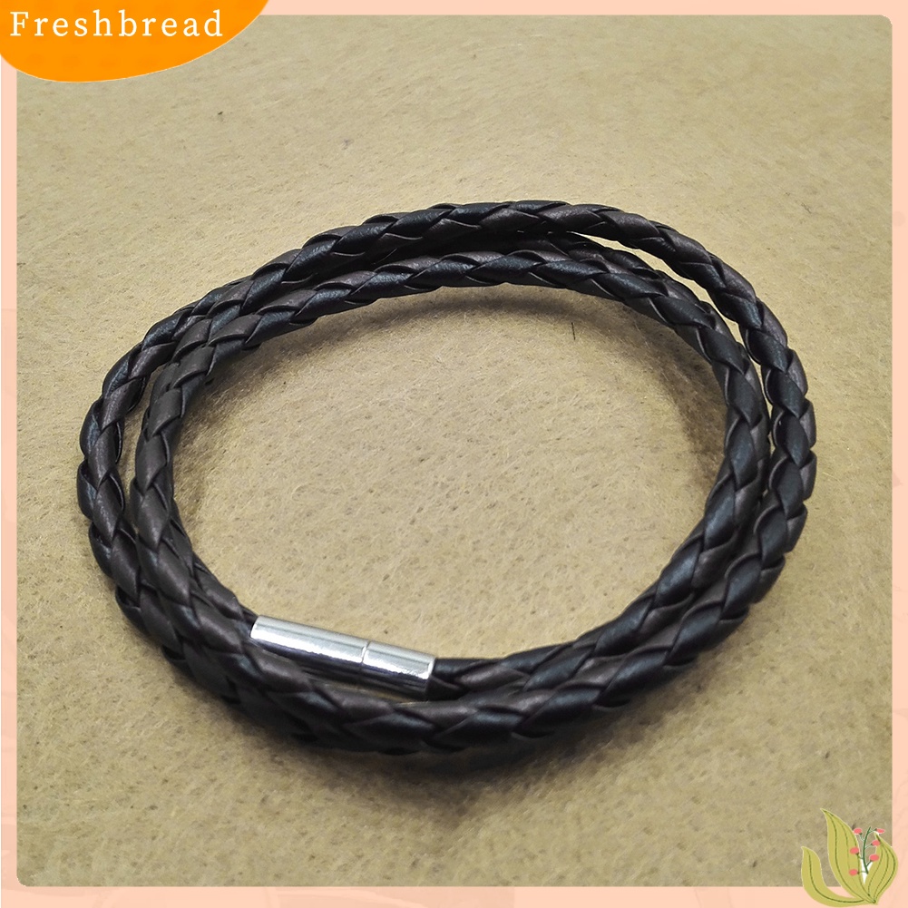 &lt; Freshbread &gt; Vintage Wanita Pria Multilayer Braided Leather Cuff Bangle Wristband Gelang Hadiah