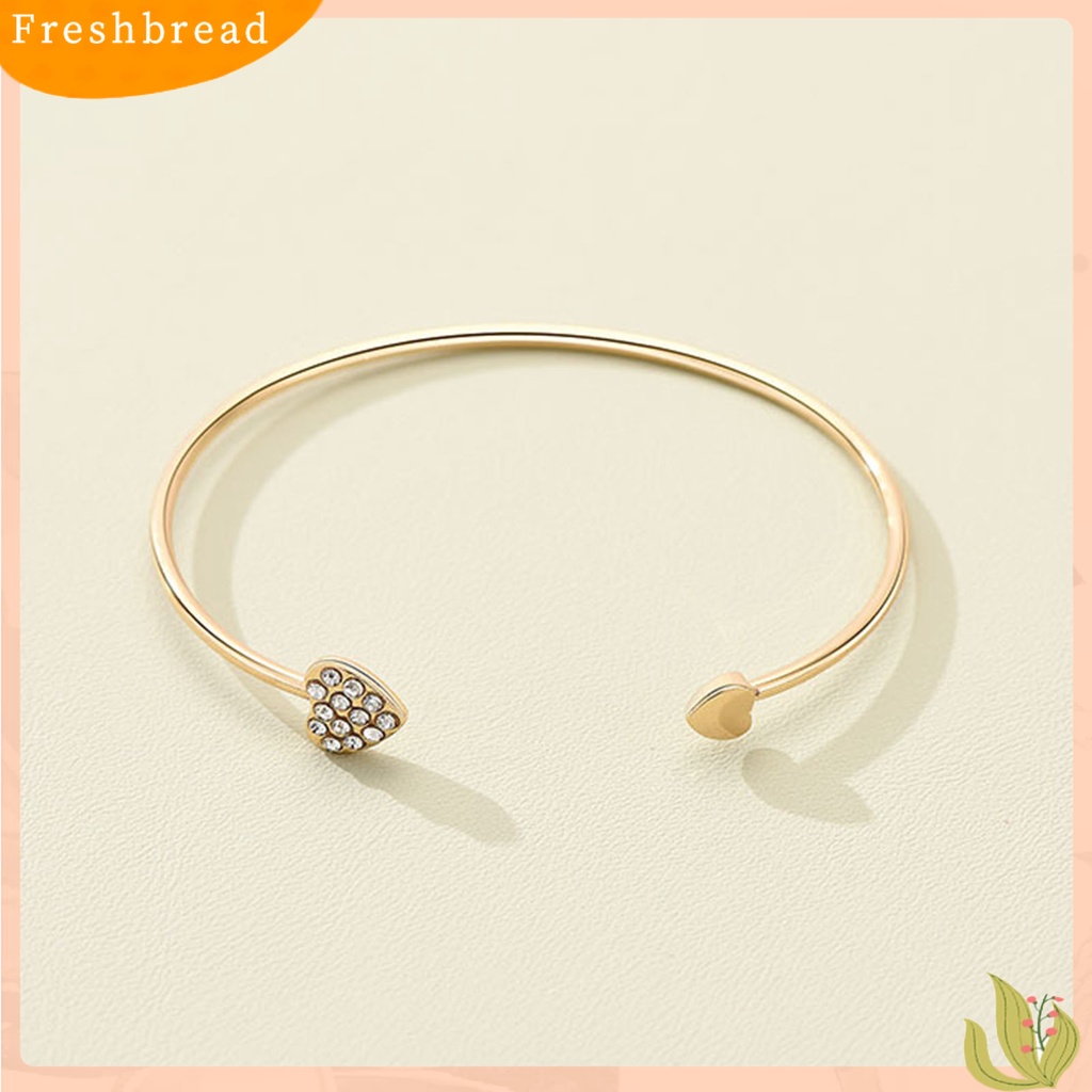 &lt; Freshbread &gt; Gelang Wanita Desain Pembukaan Yang Dapat Disesuaikan Berlian Imitasi Bersinar Hias Semua Pertandingan Dekorasi Berlapis Emas Gadis Hati Ganda Wanita Bangle Perhiasan Hadiah Untuk Pacaran