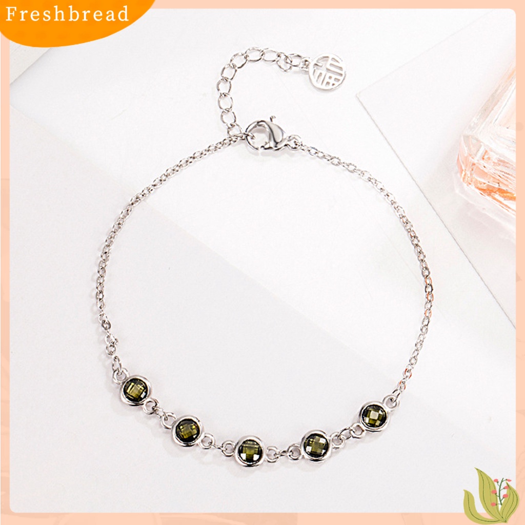 &lt; Freshbread &gt; Gelang Rantai Glittery 5manik Aksesoris Fashion Geometris Warna-Warni Berlian Imitasi Temperamen Gelang Untuk Pakaian Sehari-Hari