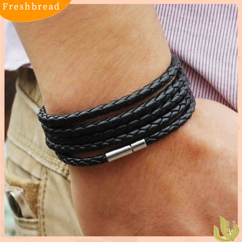 &lt; Freshbread &gt; Fashion Unisex Dikepang Tali Kulit ic Gesper Gelang Gelang Perhiasan