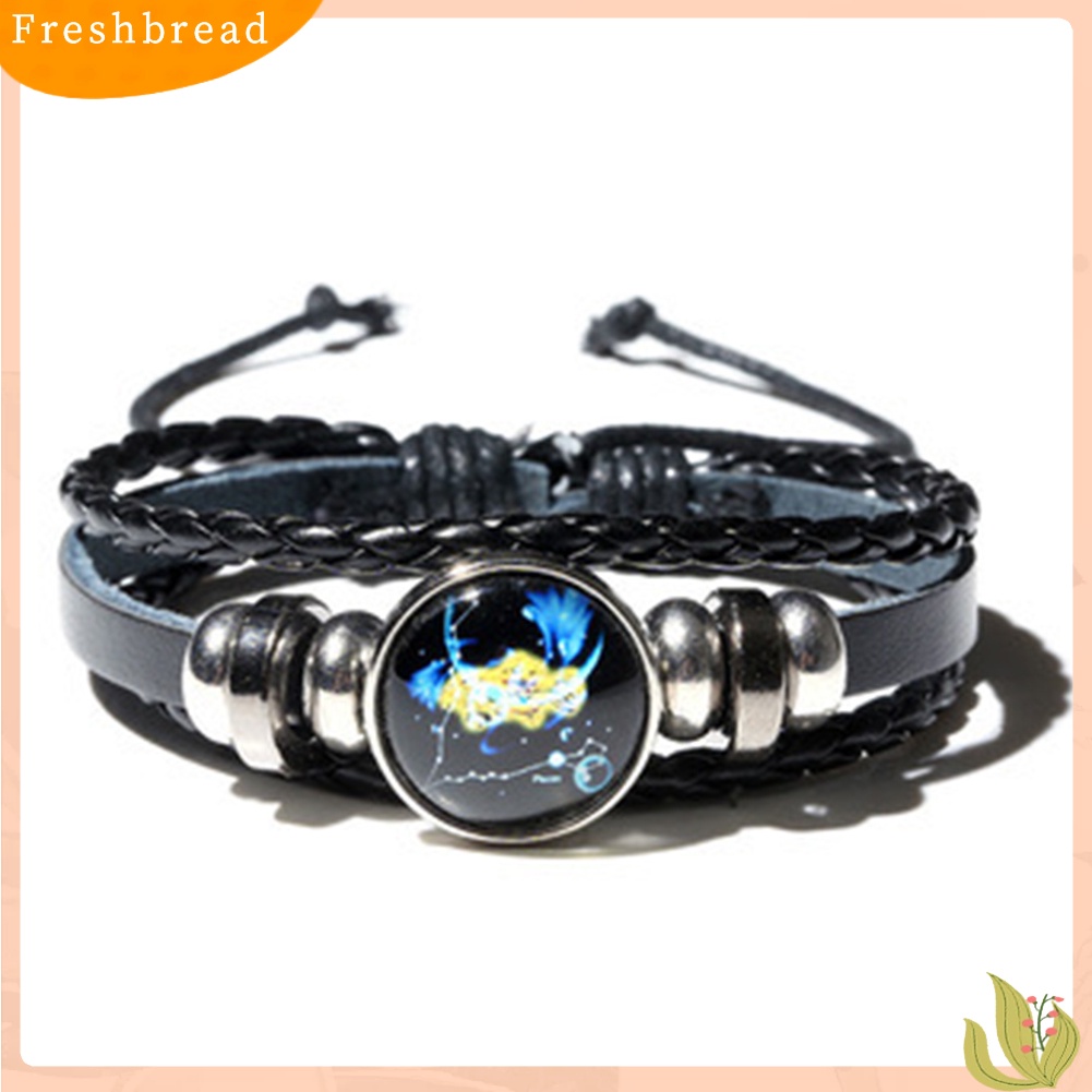 &lt; Freshbread &gt; Unisex Constellation Kaca Cabochon Pesona Multilayer Braided Luminous Bracelet