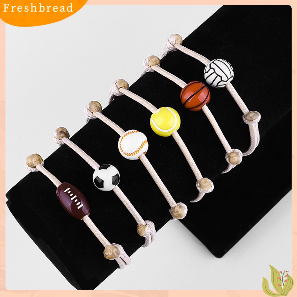 &lt; Freshbread &gt; Sprots Gelang Baseball Braided Unisex Handmade Bead Bracelet Gelang Untuk Pakaian Sehari-Hari