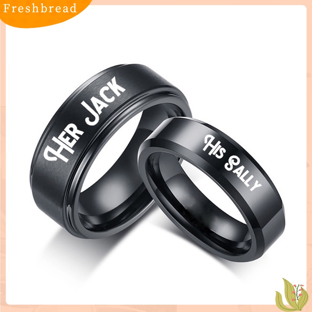 &lt; Freshbread &gt; His Sally Her Jack Titanium Steel Romantis Senada Pasangan Cincin Pecinta Hadiah