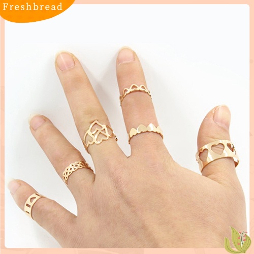 &lt; Freshbread &gt; 6pcs Wanita Berongga Cinta Hati Di Atas Buku Jari Midi Tip Band Rings Set