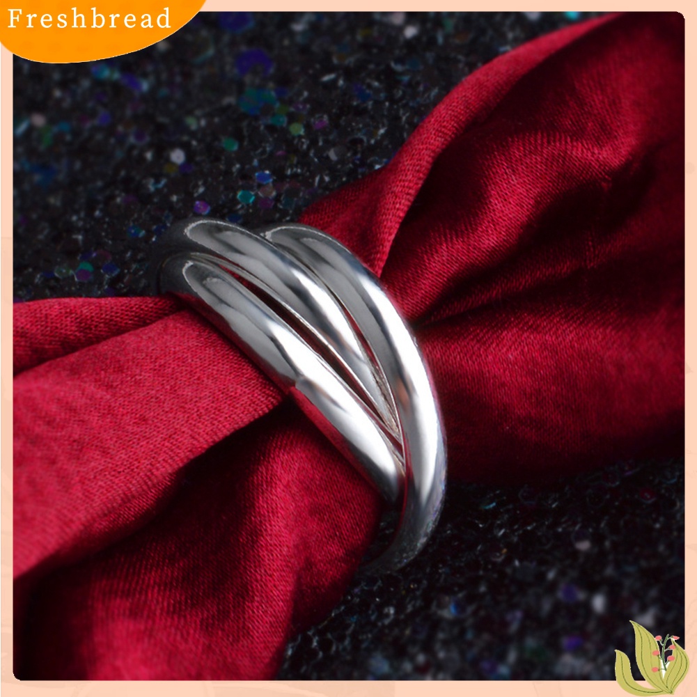 &lt; Freshbread &gt; Wanita Kreatif Halus 3circles Cross Finger Cincin Hadiah Perhiasan Pesta Pernikahan