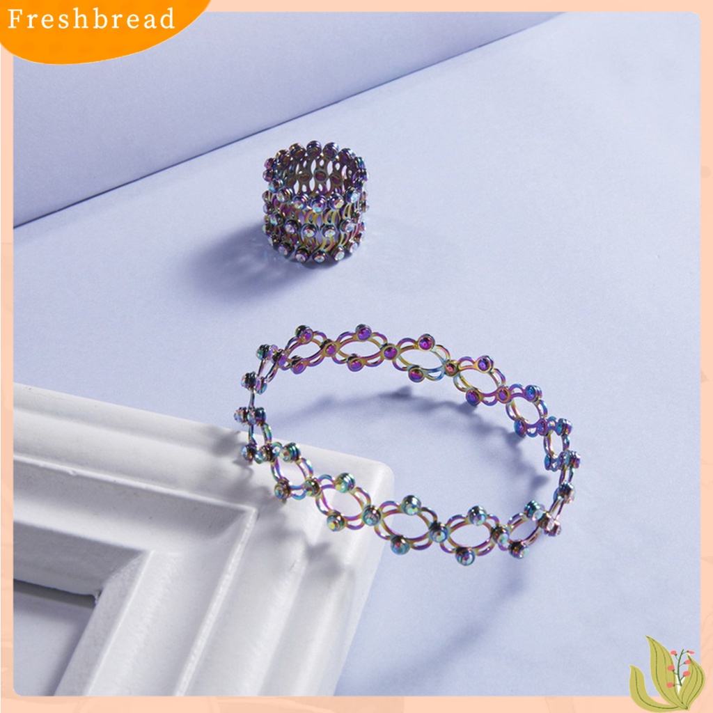 &lt; Freshbread &gt; Gelang Cincin Bebas Alergi Warna Hidup Permukaan Mengkilap Berkilau Mudah Dipakai Tahan Luntur Tembaga 2in1 Ditarik Gelang Cincin Wanita Perhiasan Hadiah Ulang Tahun