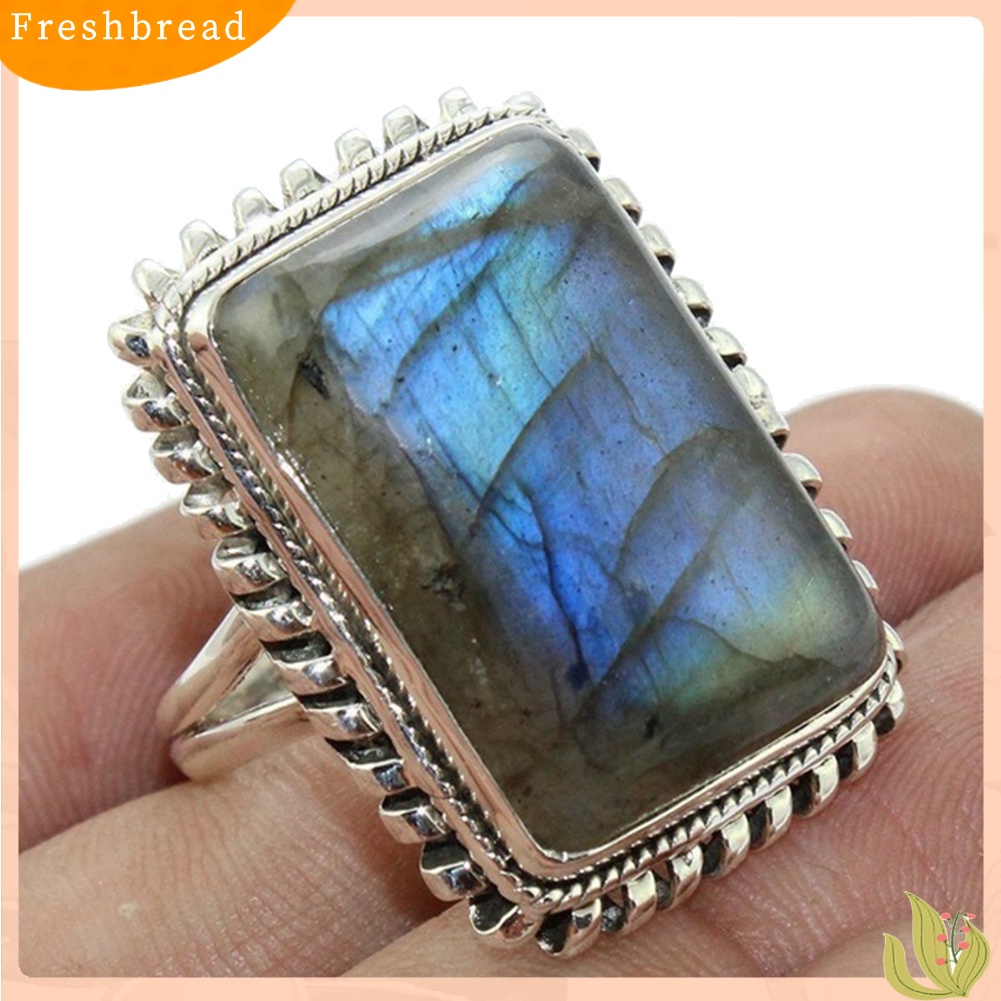 &lt; Freshbread &gt; Retro Persegi Panjang Faux Gemstone Wanita Jari Cincin Pesta Perjamuan Perhiasan Hadiah