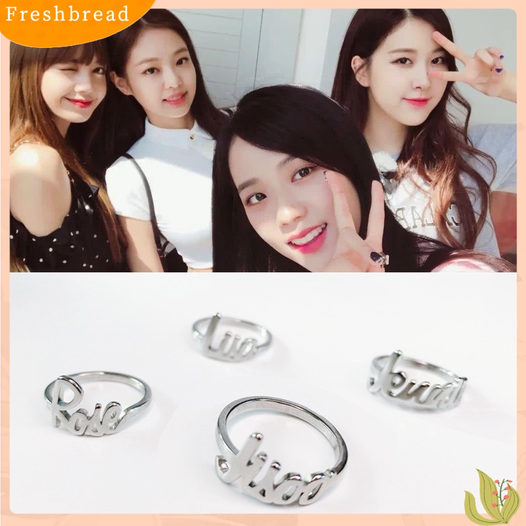 &lt; Freshbread &gt; Cincin Hitam-Pink Huruf Member Desain Idola Peripherals Alloy Cincin Jari Hias Untuk Unisex