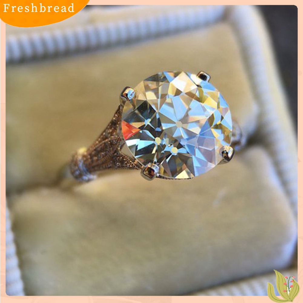 &lt; Freshbread &gt; Fashion Wanita Putaran Besar Cubic Zirconia Pernikahan Pertunangan Jari Cincin Perhiasan