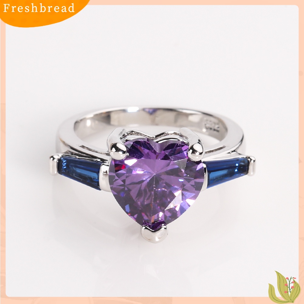 &lt; Freshbread &gt; Fashion Cinta Hati Buatan Batu Permata Wanita Pertunangan Pernikahan Band Perhiasan