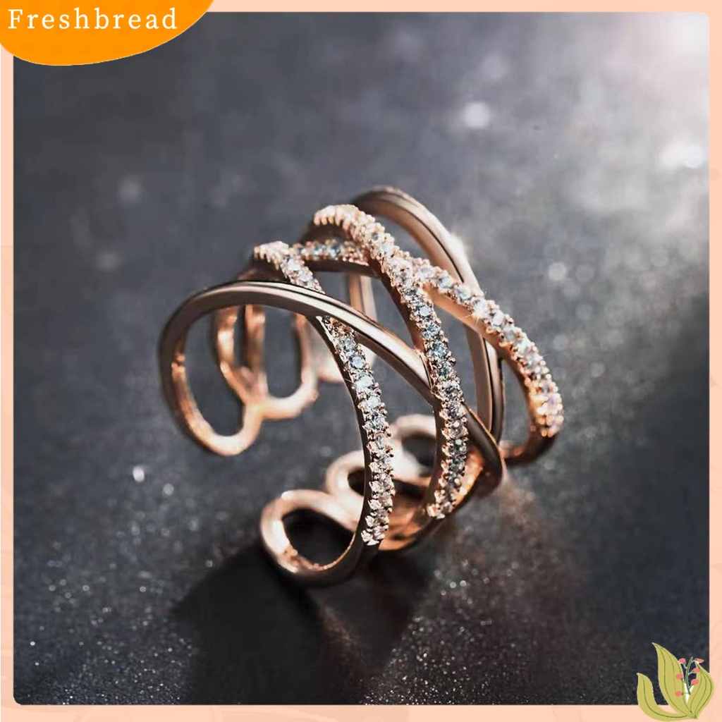 &lt; Freshbread &gt; Cincin Jari Multilayer Berlian Imitasi Perhiasan Pembukaan Cincin Yang Dapat Disesuaikan Aksesori Perhiasan