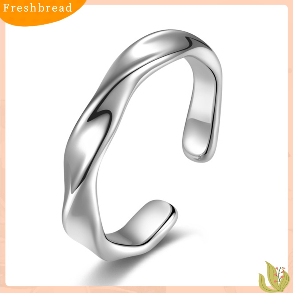 < Freshbread > Lebar Poles Electroplating Halus Pria Cincin Sederhana Baja Titanium Terbuka Jari Band Perhiasan Aksesoris