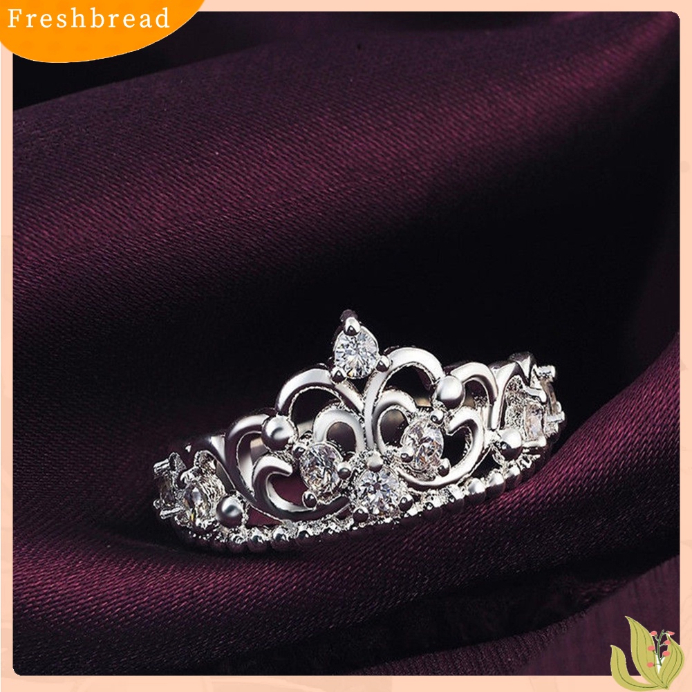 &lt; Freshbread &gt; Wanita Fashion Putri Ratu Mahkota Perak Disepuh Band Cincin Perhiasan Pesta Pernikahan