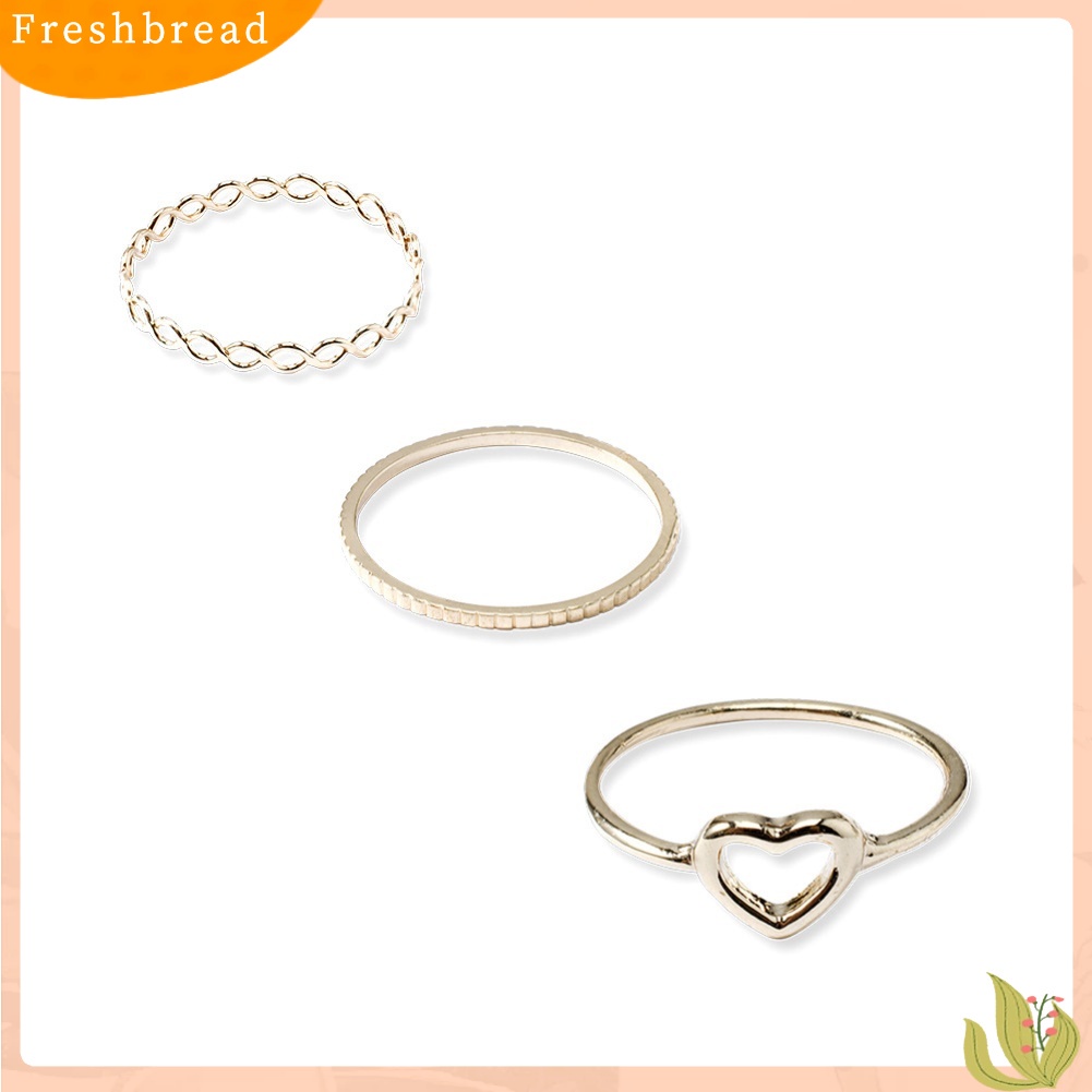 < Freshbread > 9Pcs/Set Wanita Berongga Hati Bentuk Gelombang Mutiara Imitasi Jari Cincin Pesta Perhiasan Hadiah
