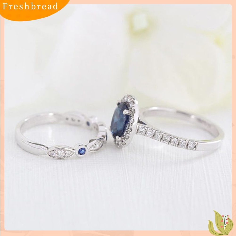 &lt; Freshbread &gt; Wanita Safir Imitasi Berlapis Perak Jari Cincin Pengantin Pernikahan Perhiasan Dekorasi Hadiah