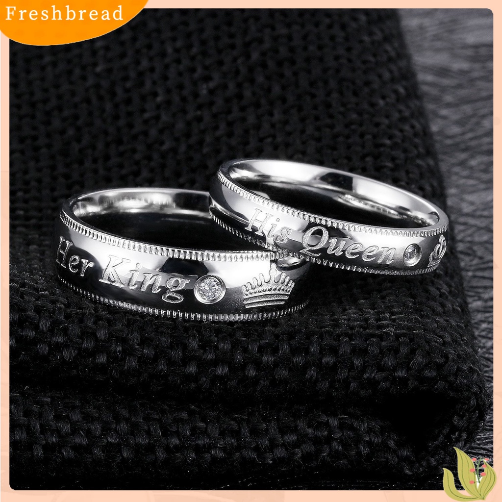 &lt; Freshbread &gt; Cincin Couple Huruf Ukiran Perhiasan Temperamen Kilau Terang Cincin Jari Untuk Hari Kasih Sayang