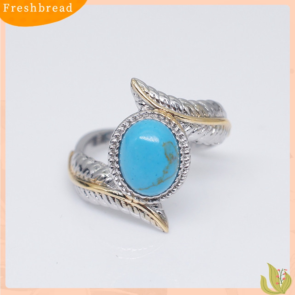 &lt; Freshbread &gt; Vintage Perhiasan Alloy Bulu Turquoises Cincin Pernikahan Jari Lingkaran Pasangan Hadiah