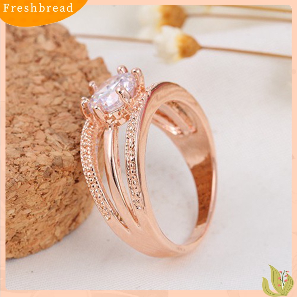 < Freshbread > Wanita Elegan Berlian Imitasi Bertatahkan Multi-layer Jari Cincin Hadiah Perhiasan Pernikahan