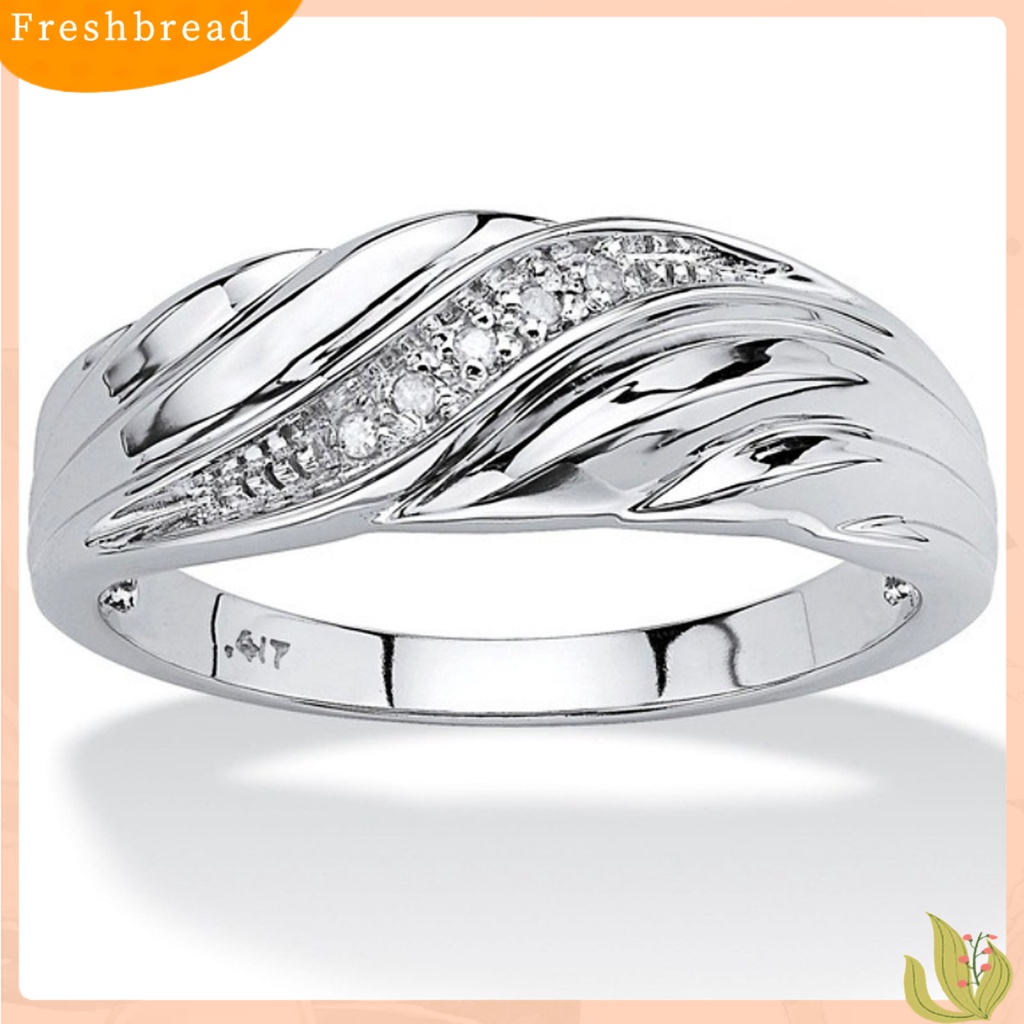 &lt; Freshbread &gt; Two-tone Indah Pernikahan Band Permukaan Halus Memutar Berlian Imitasi Wanita Cincin Pesona Perhiasan