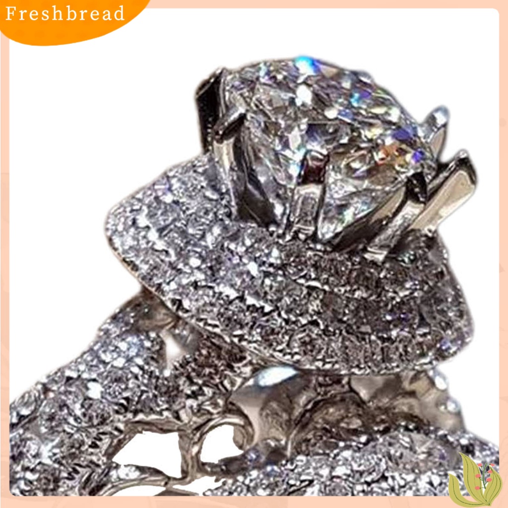 &lt; Freshbread &gt; 1pasang Cincin Couple Shiny Cubic Zirconia Jewelry Electroplated Cincin Indah Untuk Pernikahan