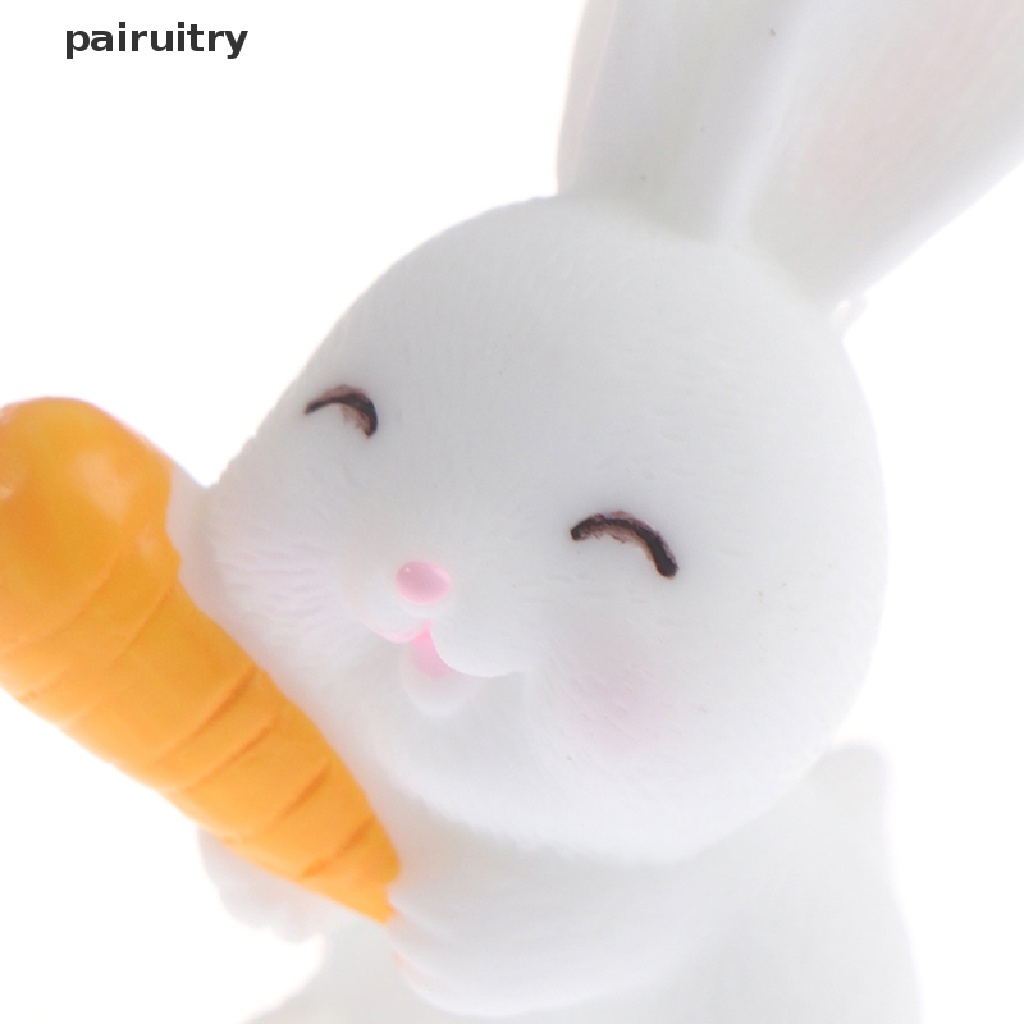 Prt 4Pcs Easter Rabbit Carrot Miniatur Dekorasi Taman Mini Bunny Paskah Cupcake Decor PRT