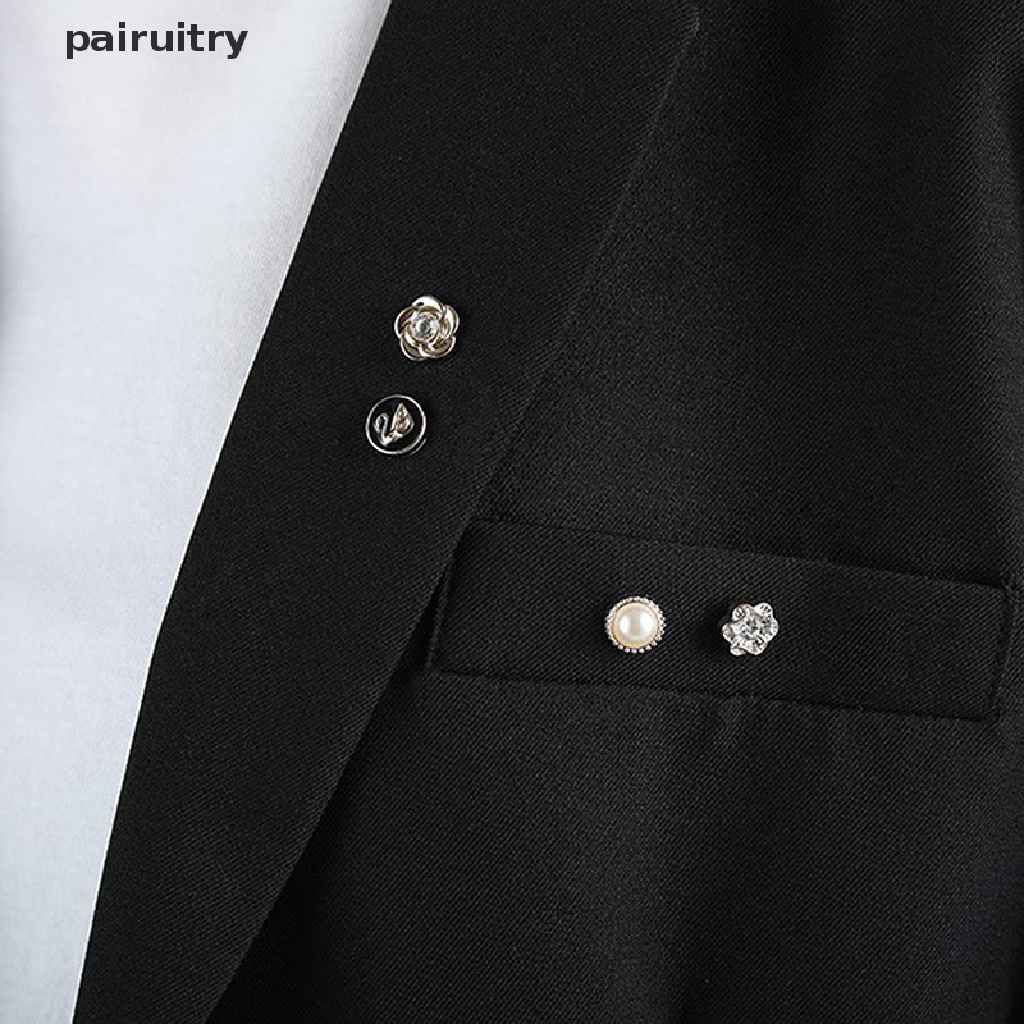 Prt 10Pcs/Set Lucu Praktis Anti-Silau Bros Dress Garis Leher Mutiara Pin Baju Fixe PRT