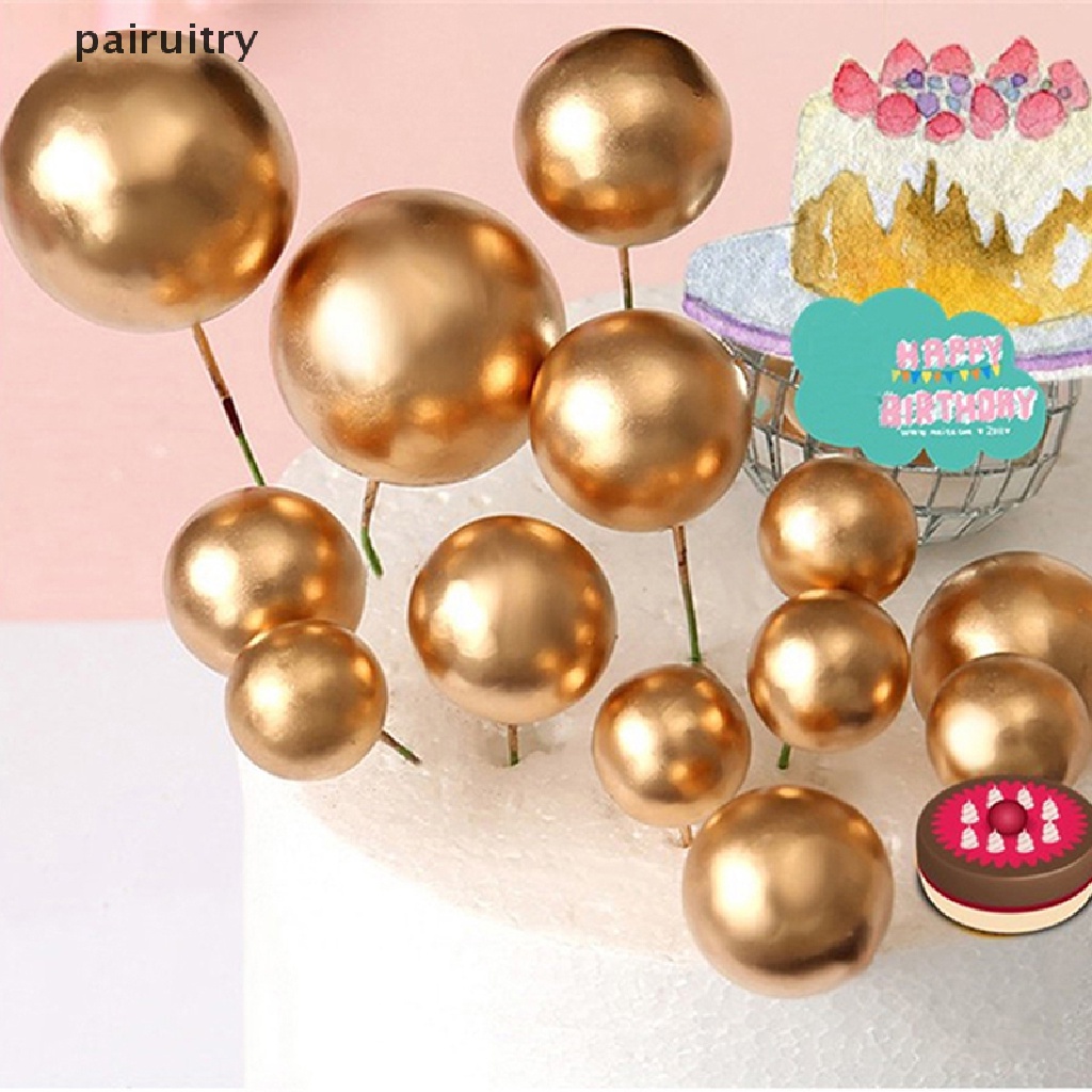 Prt 20pcs Golden Ball Topper Kue Topper Cupcake Pesta Ulang Tahun Untuk Dekorasi Kue PRT