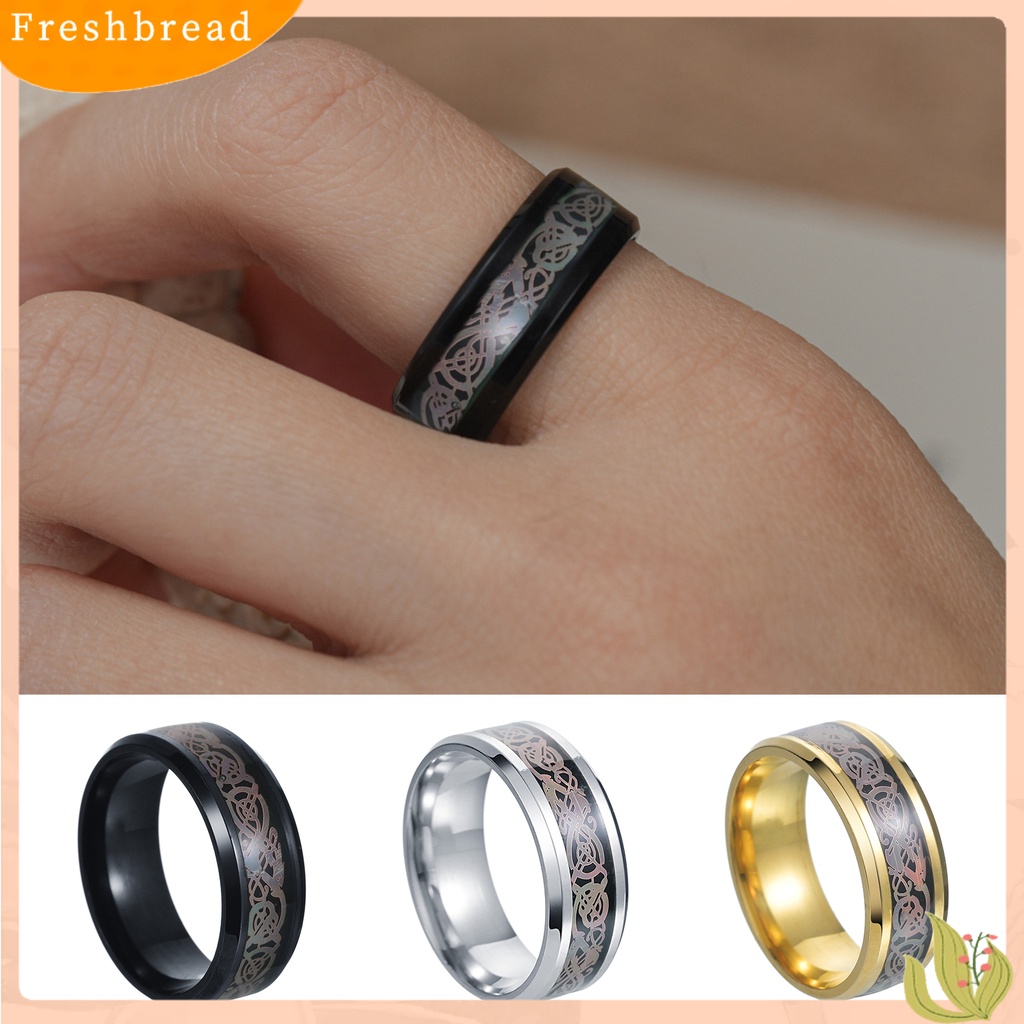 &lt; Freshbread &gt; Finger Ring Plating Anti-fading Halus Ringan Portabel Menghias Baja Titanium Multicolor Print Laki-Laki Cincin Perhiasan Aksesori