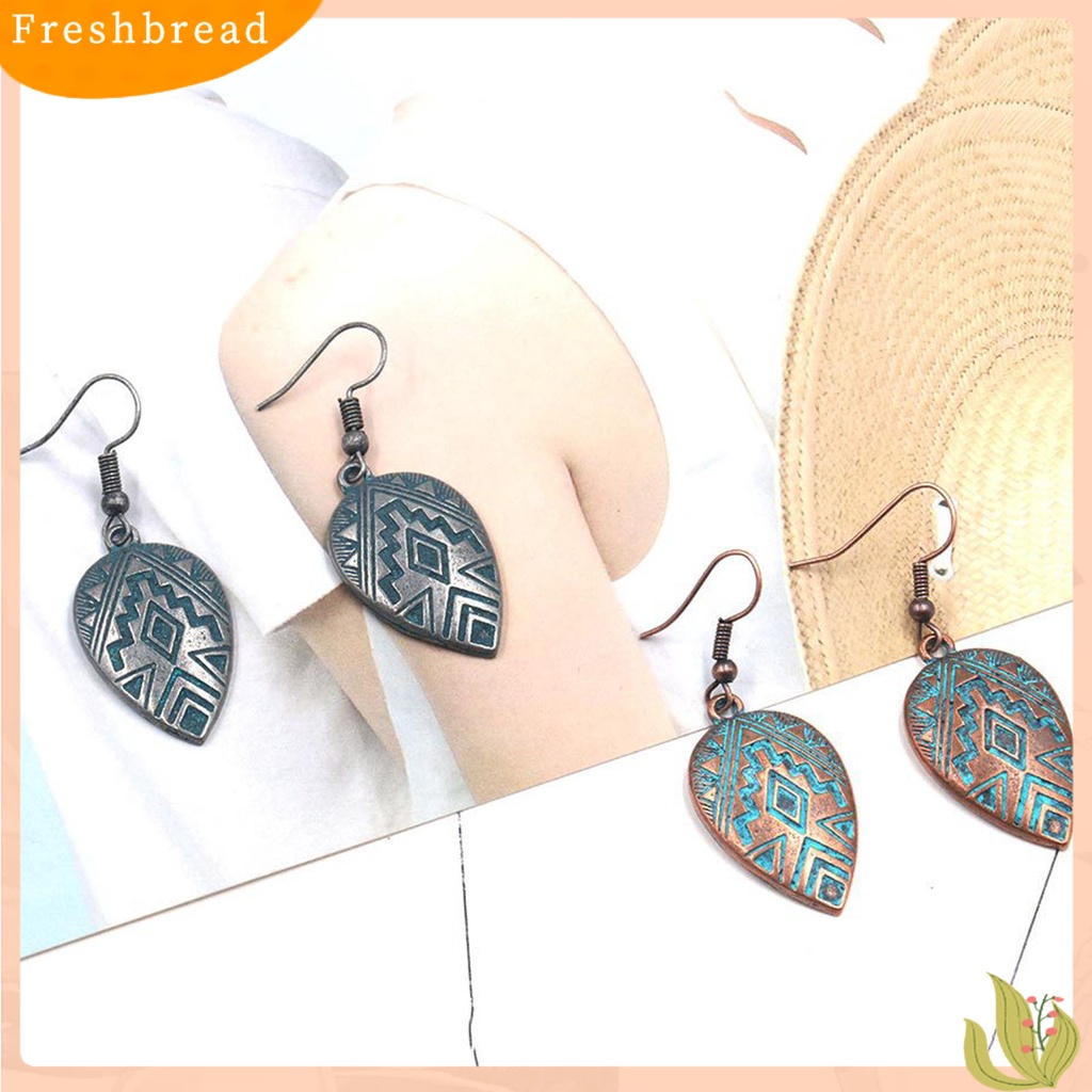 &lt; Freshbread &gt; 1pasang Anting Wanita Anting Tetesan Air Etnik Colorfast Sentuhan Kulit Trendi Untuk Harian