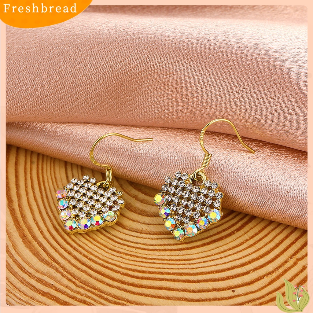 &lt; Freshbread &gt; 1pasang Anting Kait Liontin Hati Berlian Imitasi Berwarna Manis Drop Earrings Untuk Pesta Prom Pernikahan