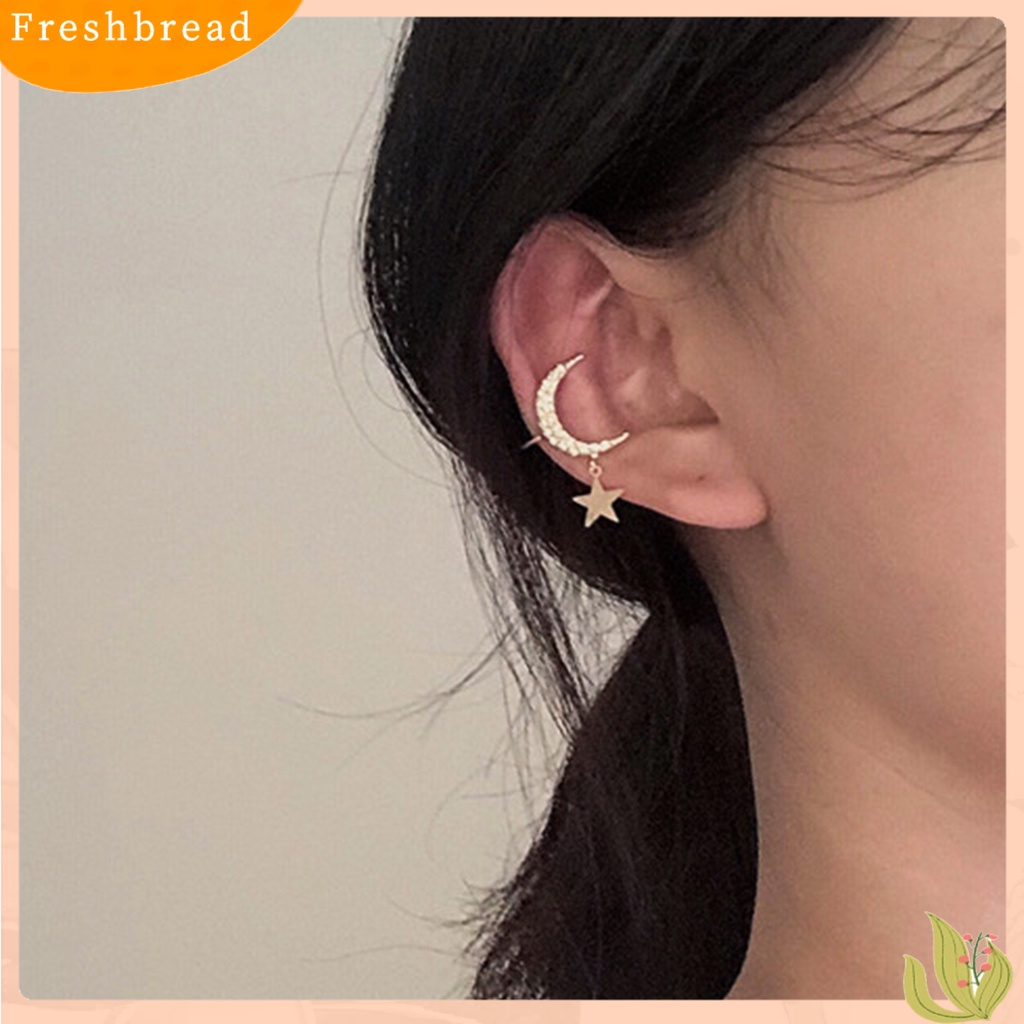 &lt; Freshbread &gt; Klip Telinga Bergaya Berlian Imitasi Anting Wanita Sederhana Aksesoris Perhiasan