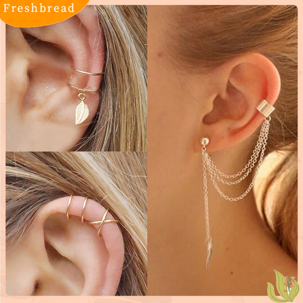 &lt; Freshbread &gt; 7Pcs/Set Anting Motif Bintang Aneka Memakai Paduan Bentuk Daun Anting Klip Set Untuk Perjamuan