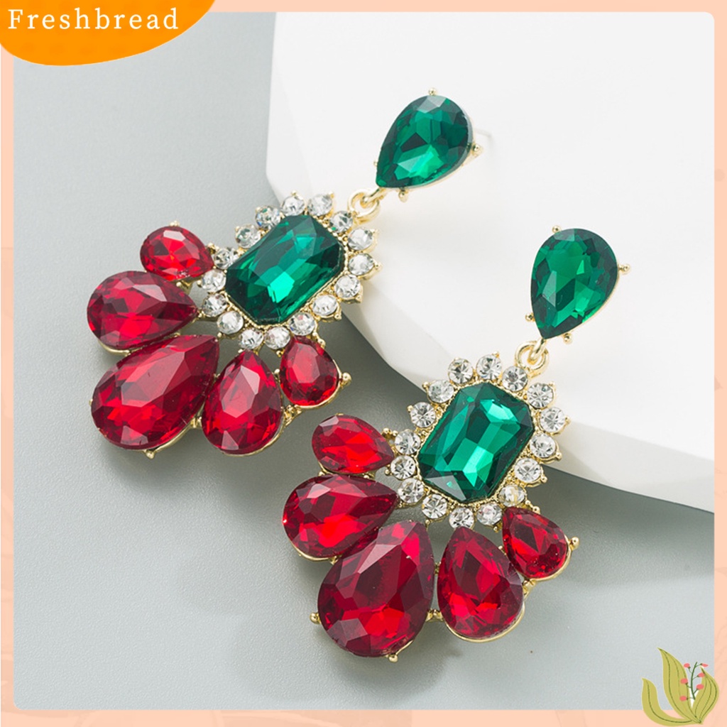 &lt; Freshbread &gt; 1pasang Anting Warna-Warni Berlian Imitasi Berwarna Eye-catching Semua Pertandingan Mengkilap Elegan Sehari-Hari Memakai Vintage Aksesori Menjuntai Tahan Lama Untuk Pesta