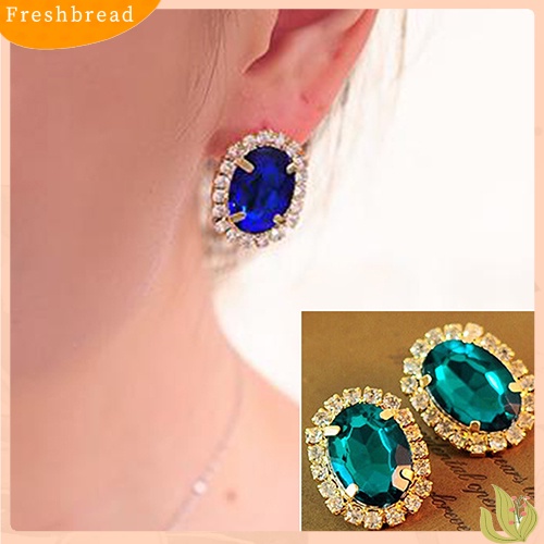 &lt; Freshbread &gt; Fashion Wanita Berlian Imitasi Ear Stud Earrings Eardrop Istana Gaya Perhiasan Hadiah