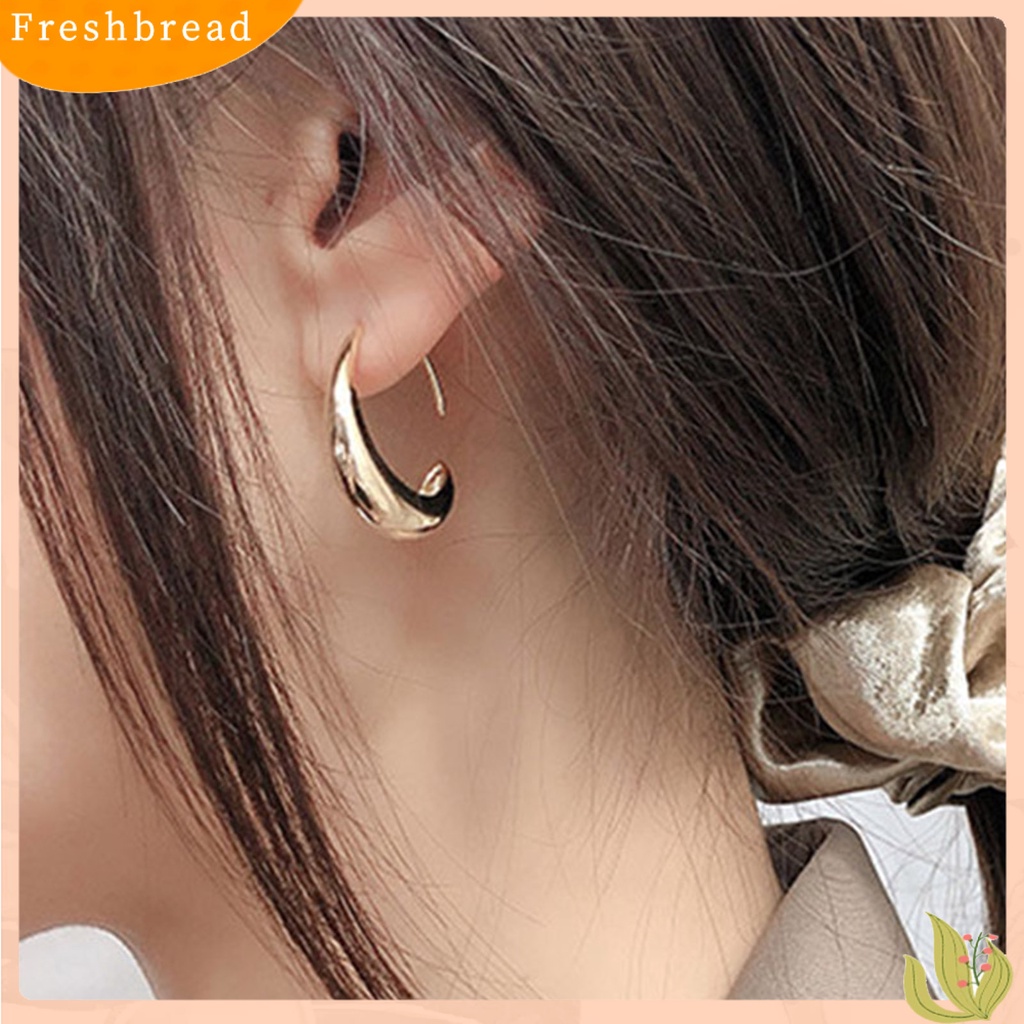 &lt; Freshbread &gt; 1pasang Anting Hoop Geometris Busur Sederhana Ringan Indah Chic Anting Untuk Minimalis