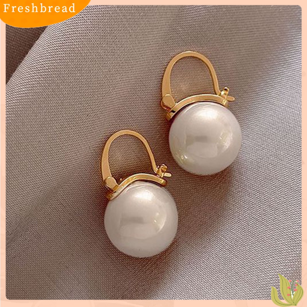 &lt; Freshbread &gt; 1pasang Anting Lady Drop Mutiara Imitasi Dikontrak Anting Menjuntai Geometris Vintage Elegan Untuk Hadiah