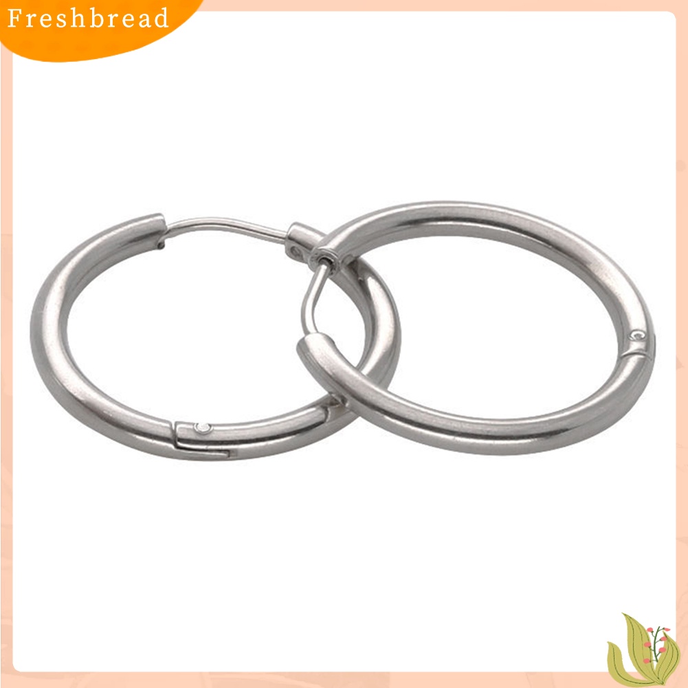 &lt; Freshbread &gt; 1pasang Stainless Steel Fashion Punk Unisex Ear Hoop Circle Earrings Perhiasan Hadiah