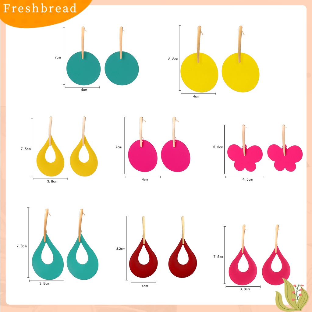 &lt; Freshbread &gt; 1pasang Menjuntai Anting Berlebihan Kepribadian Besar Logam Cat Kue Geometris Hadiah Berongga Tetesan Air Wanita Stud Earrings Perlengkapan Pacaran