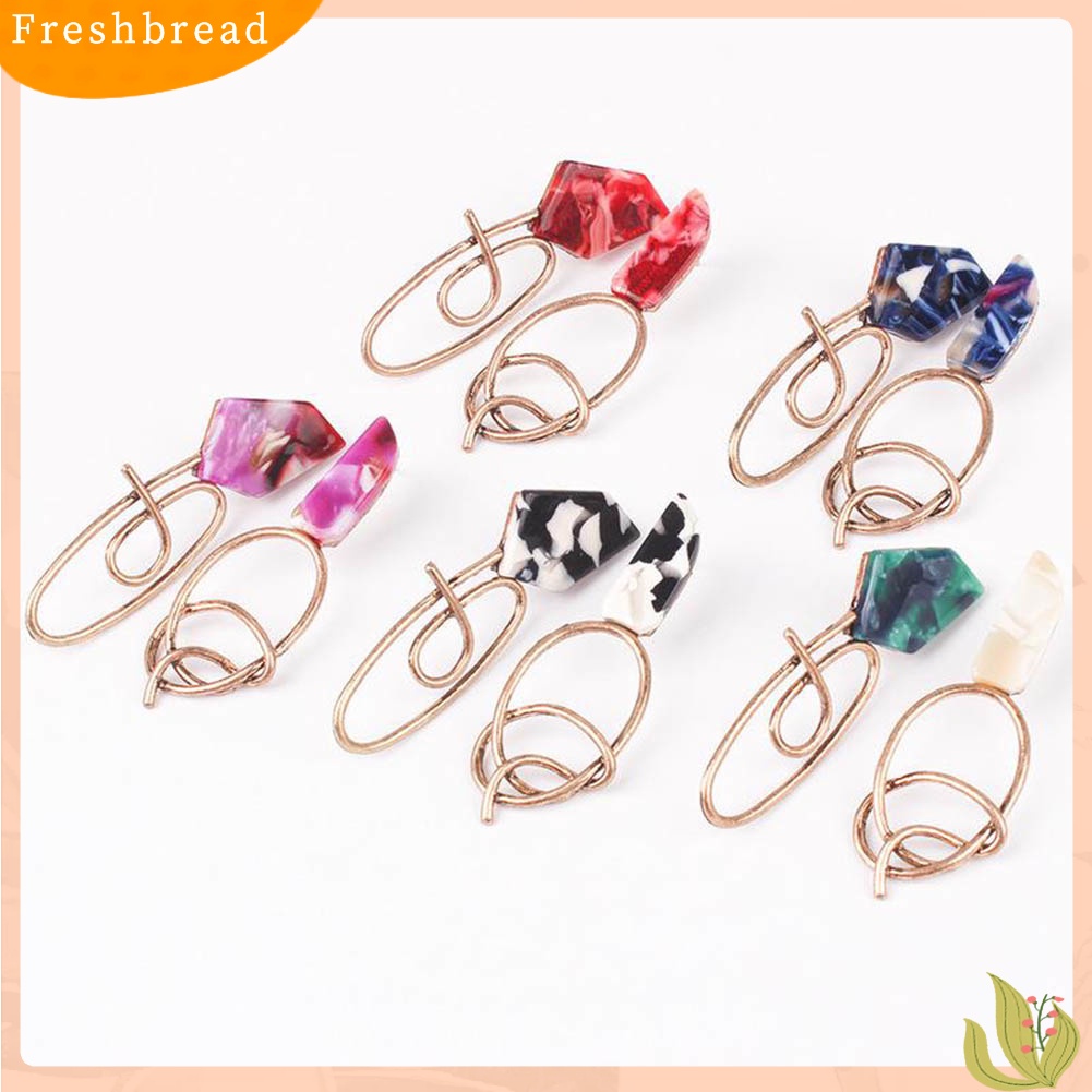 < Freshbread > Wanita Geometris Tidak Teratur Asimetris Berliku Menjuntai Stud Earrings Perhiasan Hadiah