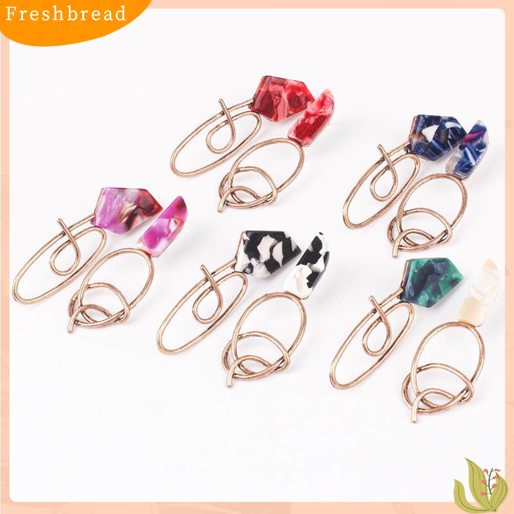 &lt; Freshbread &gt; Wanita Geometris Tidak Teratur Asimetris Berliku Menjuntai Stud Earrings Perhiasan Hadiah