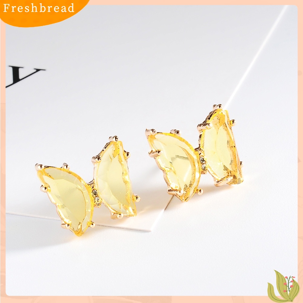 &lt; Freshbread &gt; Transparan Kupu-Kupu Telinga Pejantan Sederhana Kristal Imitasi Anting Wanita Eardrop Perhiasan