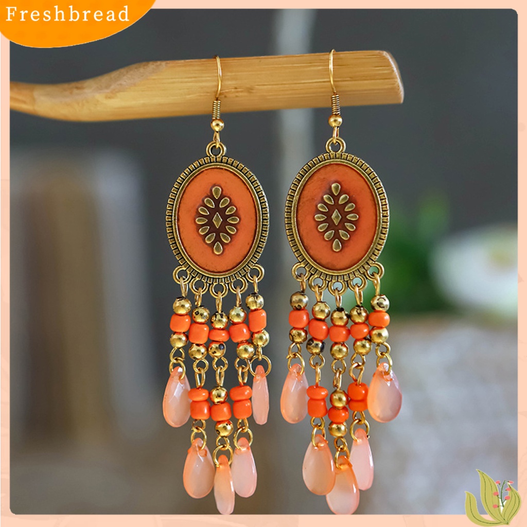 &lt; Freshbread &gt; 1pasang Anting Lady Bentuk Tetesan Air Gaya Etik Vintage Anting Menjuntai Portable Untuk Prom