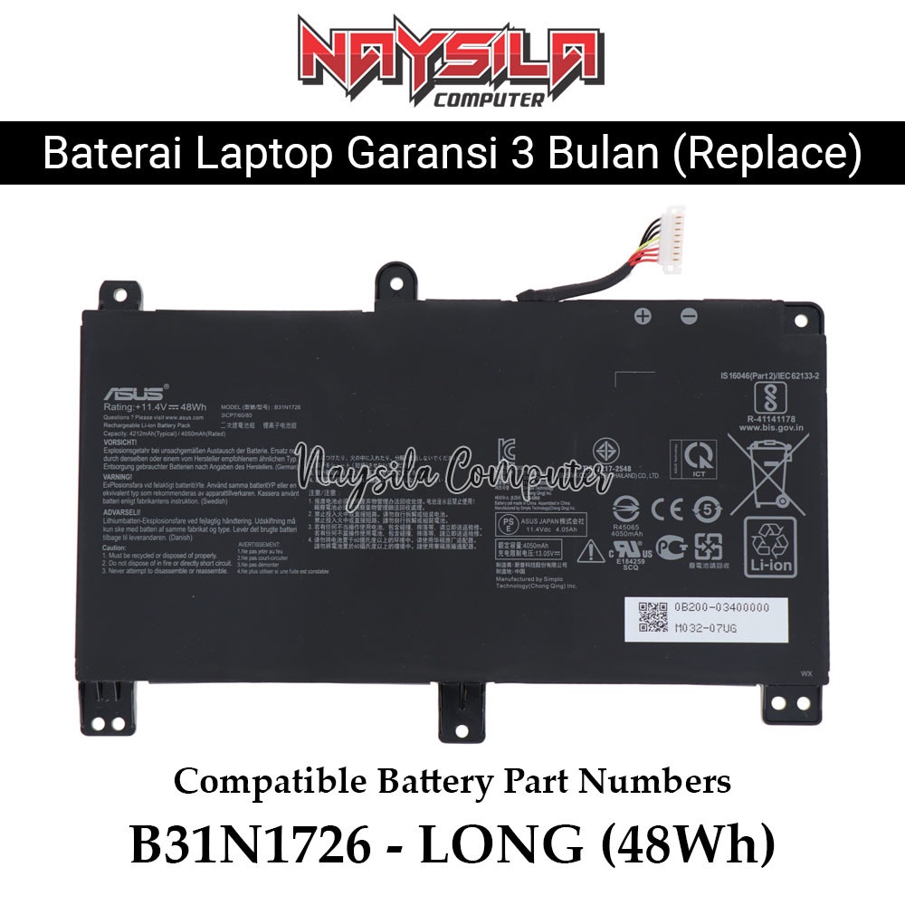 B31N1726-2 Battery For ASUS ROG STRIX G531GT G531GD G512LI GL531GT G731GT GL731GT PX512LI PX731GT FX