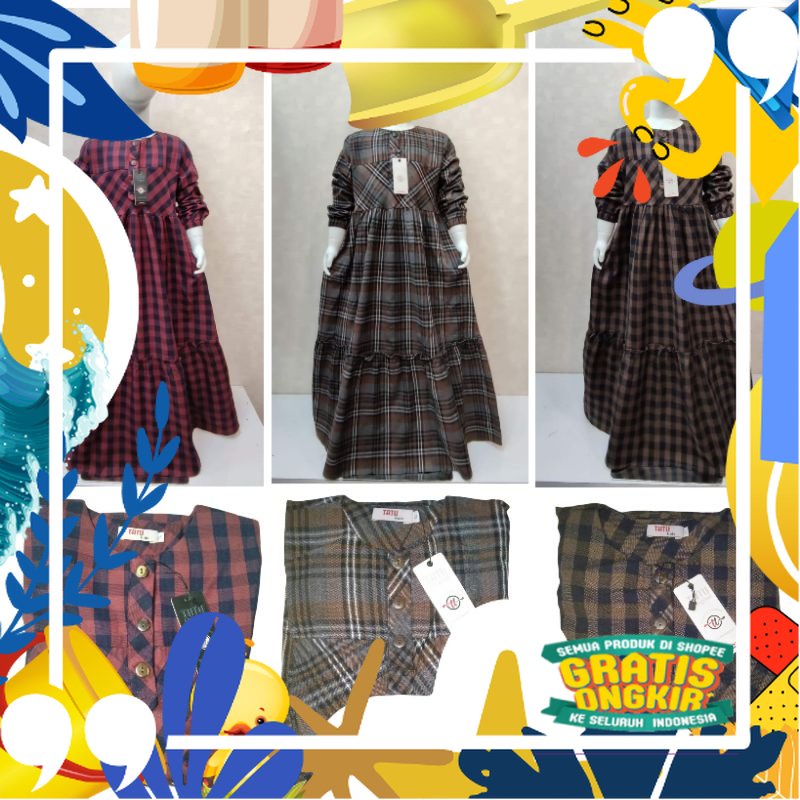 GAMIS FLANEL ANAK BY TATU ORIGINAL,GAMIS SATU SET/ kopel ibu copel couple