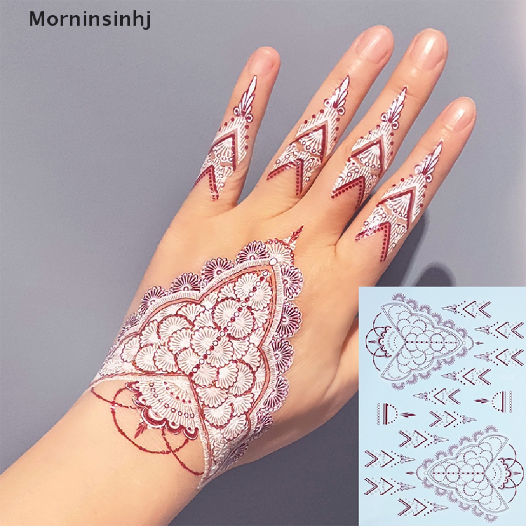 Mornin India Henna Tato Temporer Tahan Air Wanita Panjang-Waktu Stiker Mehndi Paing Tubuh Seni Festival Aksesoris id